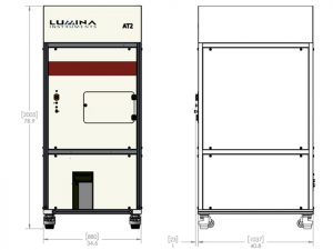Technical drawing with dimensions of the Lumina AT2 System